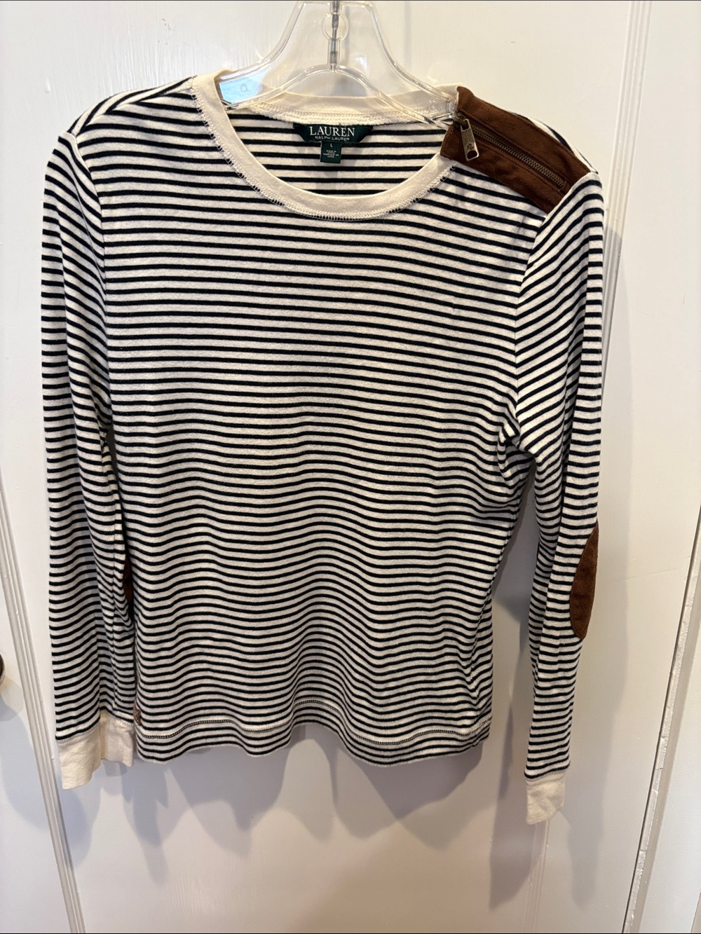 Lauren Ralph Lauren Women's Black and White Striped Sweater BN507